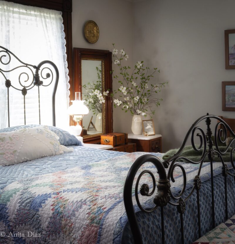 Spring Bedroom decorating - using what I have - Whispering Pines Homestead