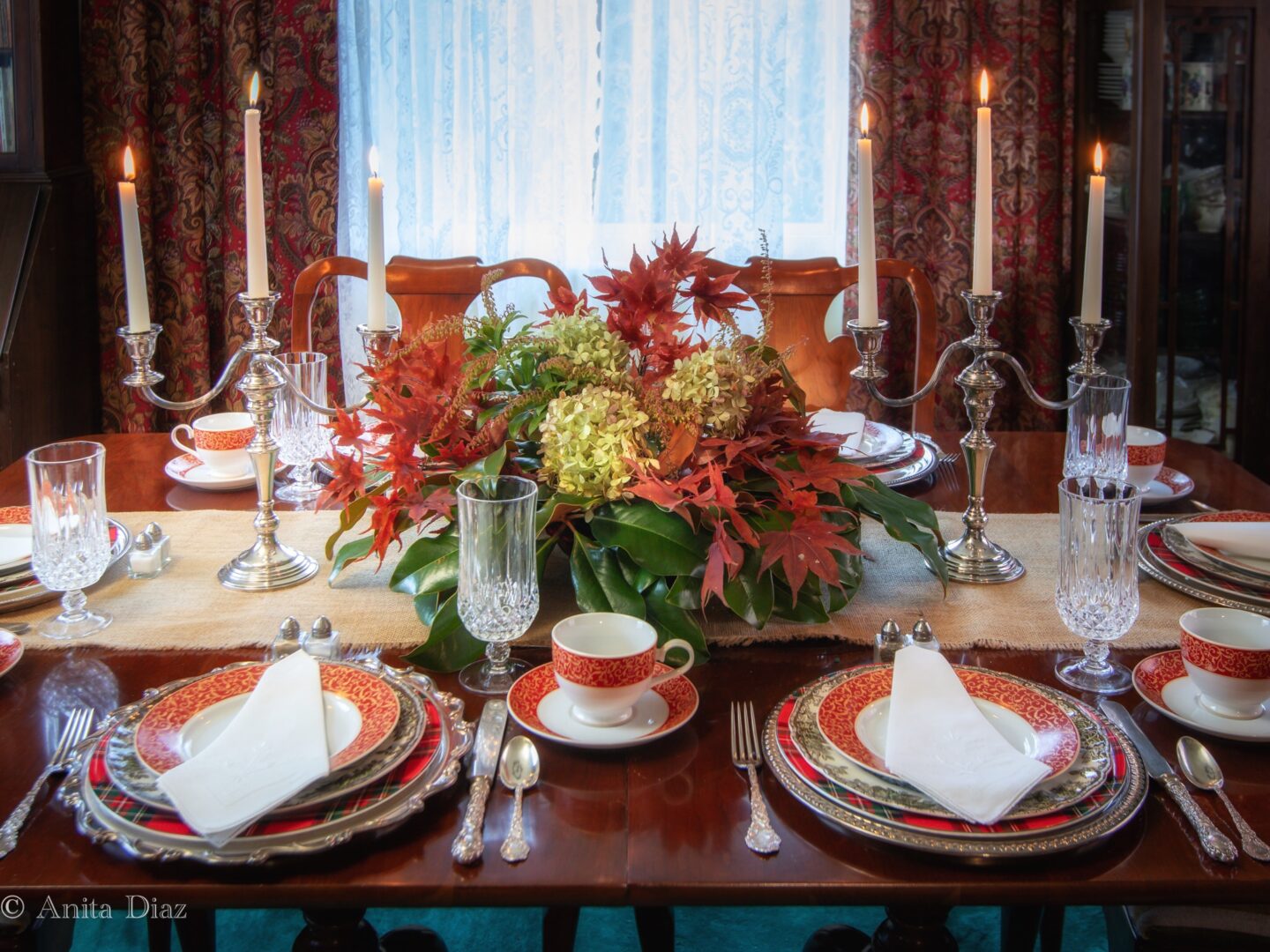 Beautiful Thanksgiving Tablescape in Mother’s Dining Room!